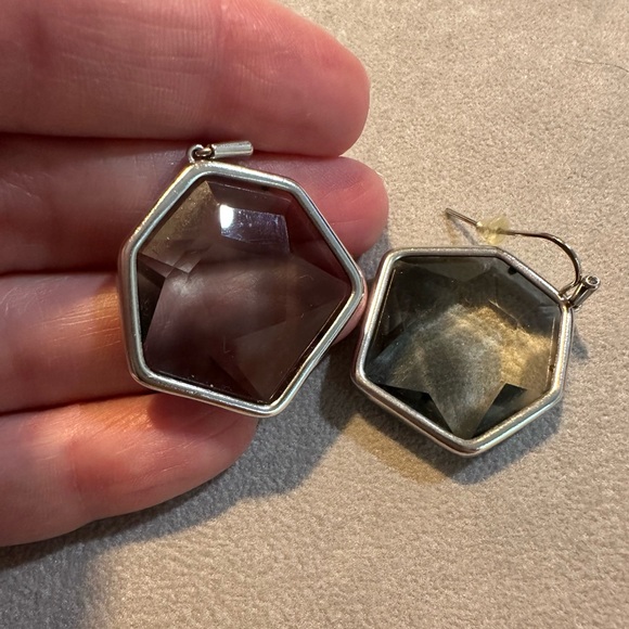 Hexagonal Silver Kendra Scott Earrings - Picture 3 of 3